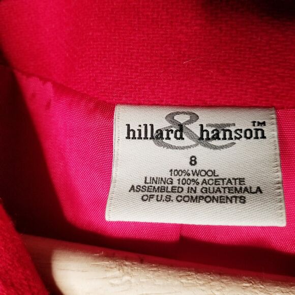 Hillard and Hansen Women's 100% Wool RED Blazer Zip up Size 8 Jacket Shacket - Picture 3 of 8
